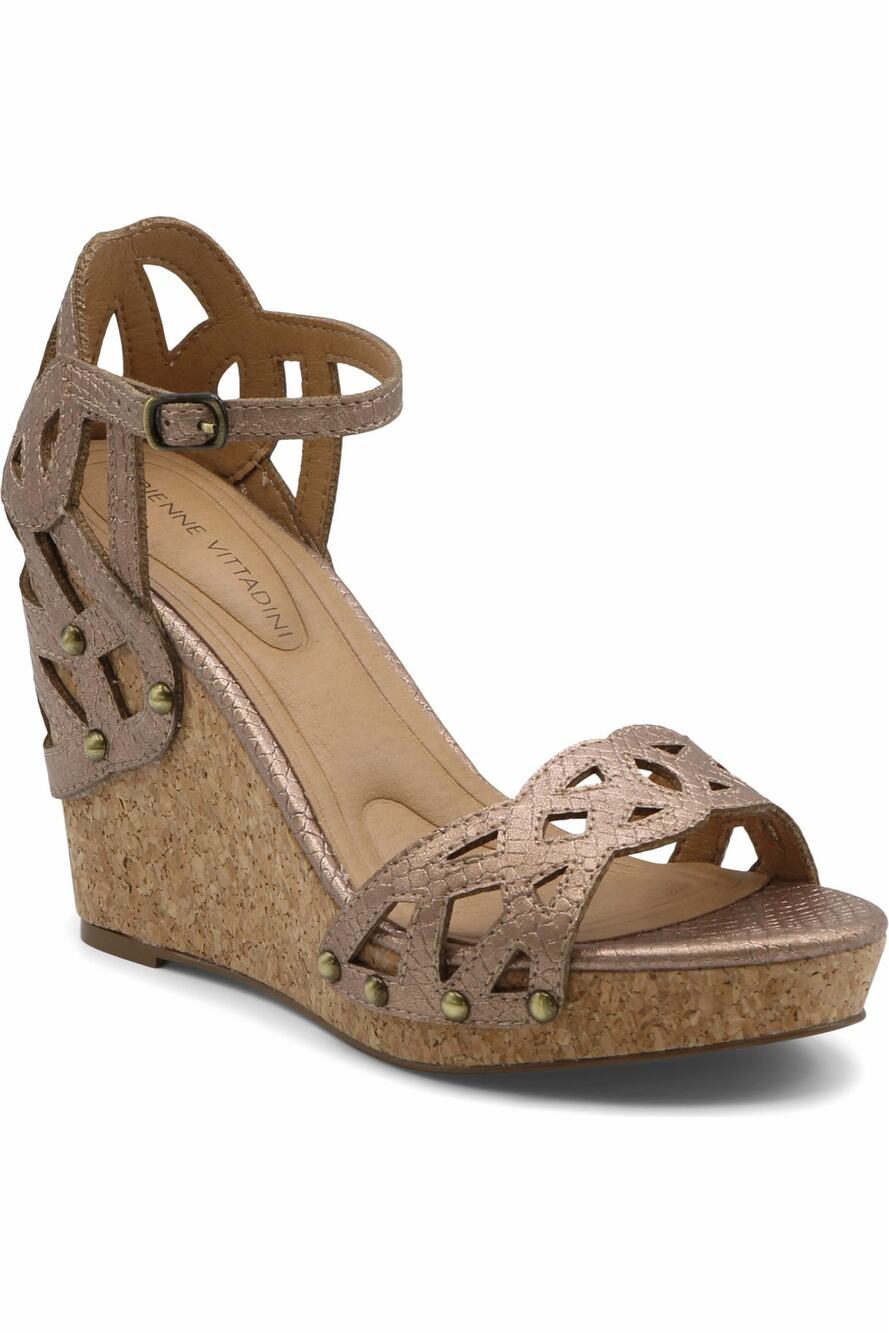 NEW! Adrienne Vittadini Carolina Women Wedge Sandal 9M Copper-MS